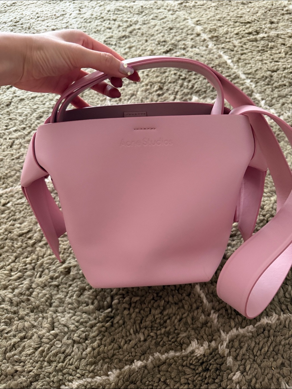 Acne Studios MUSUBI Light Pink Leather Mini Shoulder Tote